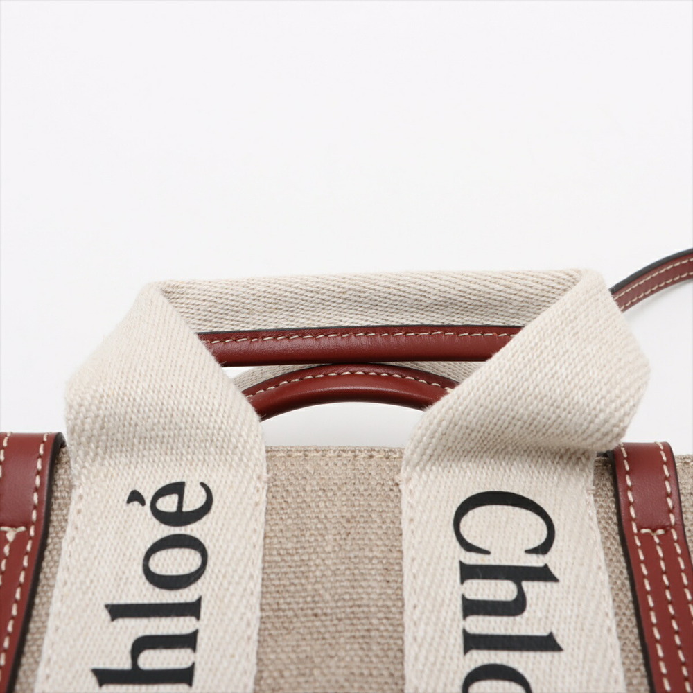 Chloe Woody Canvas Handbag Beige Tan Brown - Picture 6 of 8